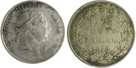 Great Britain 1813 Ag 3 Shillings Bank Token