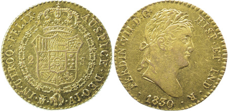 Spain 1841B PS Au 80 Reales