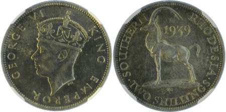 Southern Rhodesia 1939 Ag 2 Shillings
