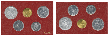 Italy 1950 Vatican City 5 Coin year set