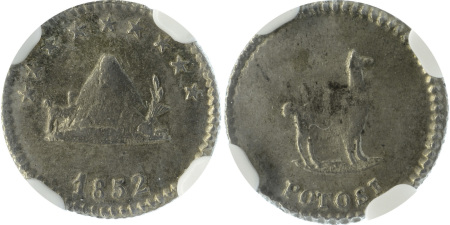 Bolivia 1852 Ag 1/4 Sols