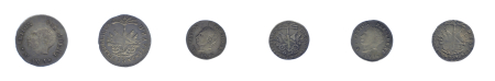 Haiti an'14 (1817) Ag 25 centimes (X3)