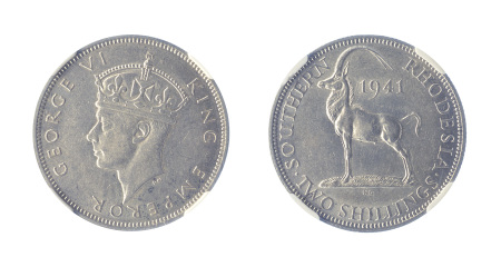 Southern Rhodesia 1941 Ag 2 Shillings