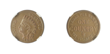 USA New York 1863H Cu Cent Token