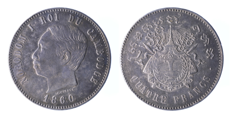 Cambodia 1860 Ag 4 Francs, Norodom I