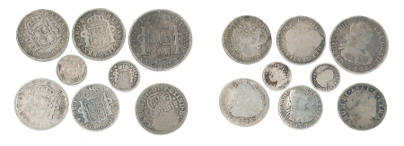 Bolivia Potosi mint lot of 8 Silver colonial coins