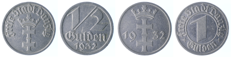 Danzig (Free State) 1932 1 Gulden & ½ Gulden lot