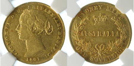 Australia 1861 Sydney Mint Au Sovereign