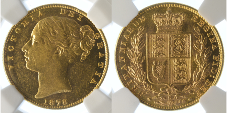 Australia 1878S Au Shield Sovereign 