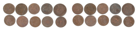 France 1700-1800 lot of 10x Copper Jetons, High Grades