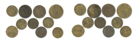 France 1700-1800 lot of 10x Brass Jetons, Nice Grades