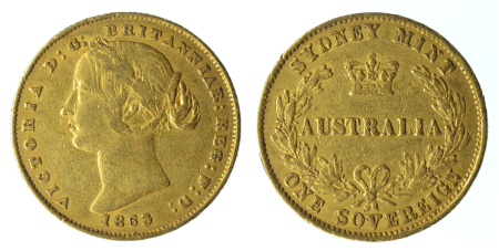 Australia 1863 Sydney mint Gold Sovereign