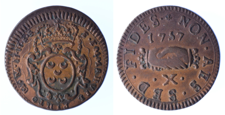 Malta 1757 Cu 10 Grani; Emmanuel Pinto (KM:242) 