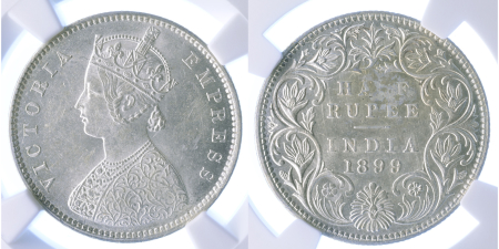 India (British) 1899B Ag ½ Rupee