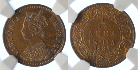 India (British) 1887B Cu 1/12 Anna 