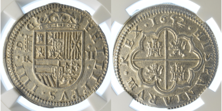 Spain 1652/22 BR Ag 2 Reales, Segovia Mint