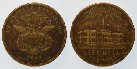 USA 1856 New York City Hall $20 Gaming Coin