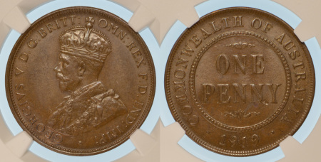 Australia 1919(M) Penny, Dot Below Scroll variety