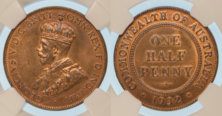 Australia 1932 Cu Half Penny