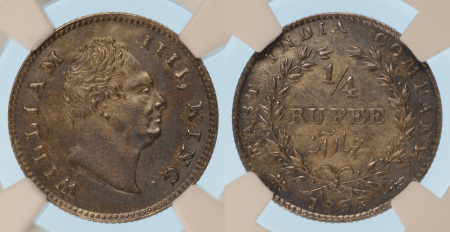British India (E.I.C.) Silver 1/4 Rupee 1835(C) 