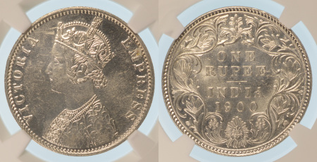 India (British) 1900 B; Ag 1 Rupee, Victoria *MS 62*
