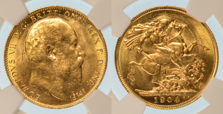 Australia 1904P Au Sovereign, Edward VII, Perth mint, 7.98gr net