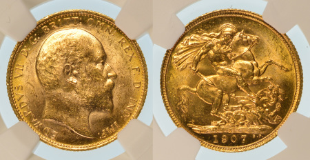 Australia 1907S Au Sovereign, Edward VII, Sydney mint, 7.98gr net