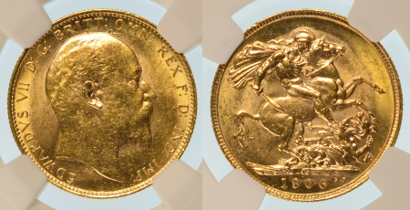 Australia 1906P Au Sovereign, Edward VII, Perth mint, 7.98gr net