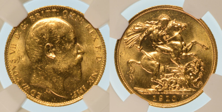 Australia 1910S Au Sovereign, Edward VII, Sydney mint, 7.98gr net