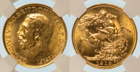Australia 1918S Au Sovereign, George V, Sydney mint, 7.98gr net