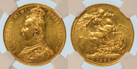 Australia 1888S Au Sovereign, Sydney Mint, Victoria JH, 0.2354oz net