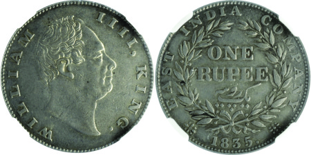 India / British EIC 1835 (C) Ag Rupee, William IIII, (S&