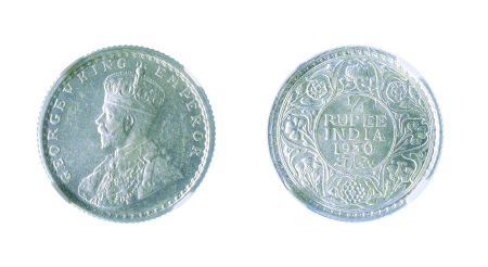 India / British 1930C Ag 1/4 Rupee *MS 62*