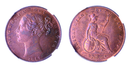 Great Britain 1857 Cu Farthing, Victoria *MS 63*