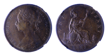 Great Britain 1881 Cu Penny, Victoria *AU 55*