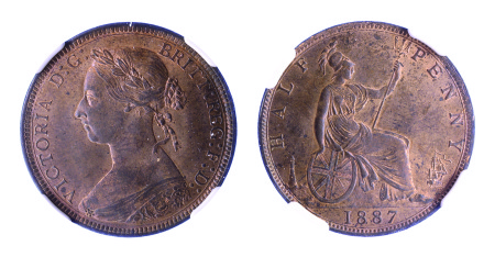 Great Britain 1887 Ae Halfpenny, Victoria, *MS 63 RB*