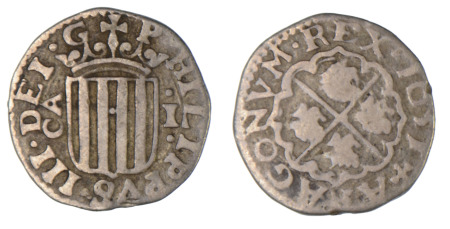 Spain 1651 Aragon (Ag) Real, Zaragoza Arms, Rare