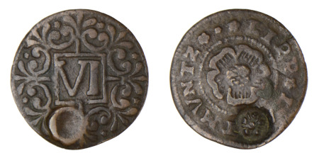 German States; Lippe ND 1691 Cu 6 Pfennig Counter marked Rose