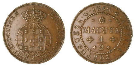 Angola (Portuguese Africa) Cu 1/2 Macuta 1858