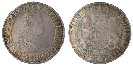 Spanish Netherlands 1647 Ag Ducaton Antwerp, Philip IV