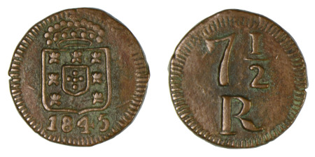 India (Portuguese) Goa 1845 Cu 7.5 Reis