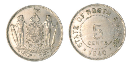 British North Borneo 1940H Ni 5 Cents