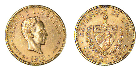 Cuba 1916 - EF - 4 Pesos (KM 18) . 1923 oz net