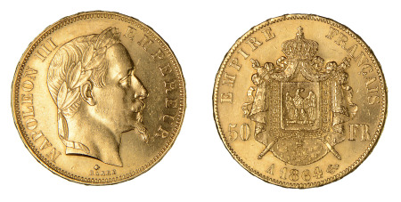 France 1864 A - 50 francs - AEF (KM 804.1) .4667 oz net