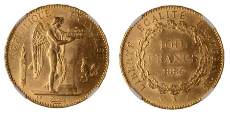 France 1886 A - 100 francs - NGC MS 63 (KM 832) .9334 oz net