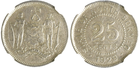 British North Borneo 1929H Ag; 25 Cents *AU 55*