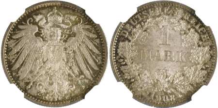 Germany 1908E Ag; 1 Mark *MS 66*