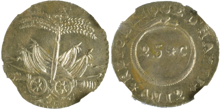 Haiti An 12 (1815) Ag; 25 centimes *MS 63*