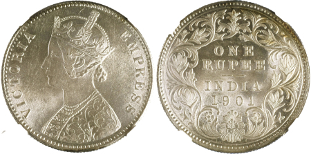 India 1901(C) Ag; Rupee *MS 64*