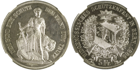 Switzerland 1885  Bern 5 Francs *MS 65*